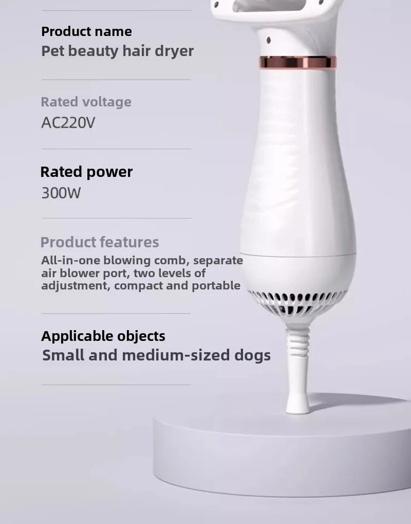 Pet Hair Dryer for Dogs Cats Bath Grooming Blow-dry Pets Products Accessories Low Noise Both Blow Comb Constant Temperature